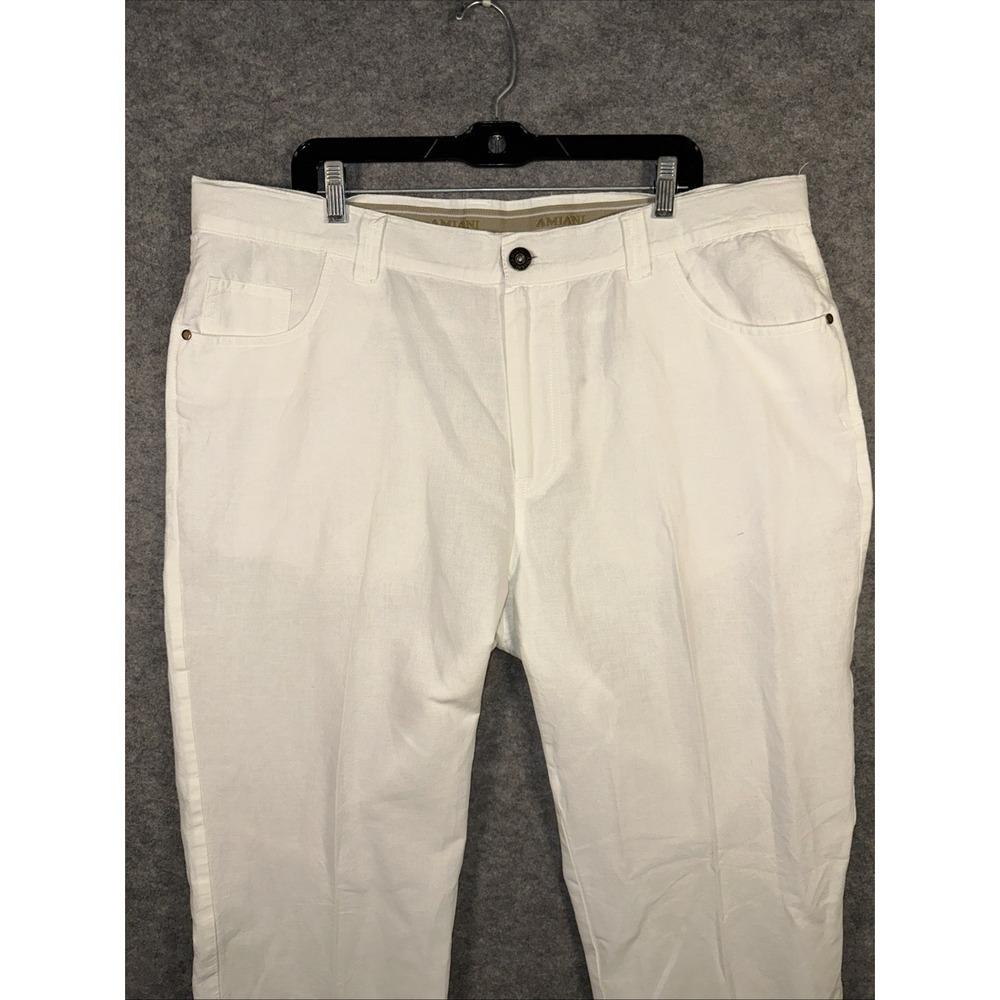 Amiani Men's Linen-Cotton Pants 40/34 White‎